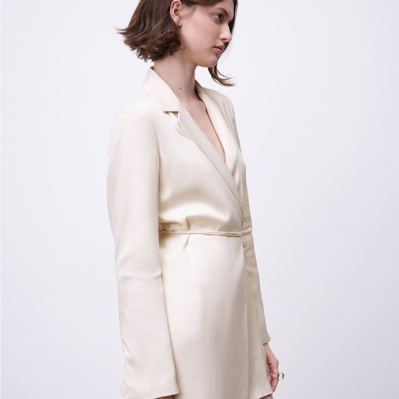 Zara | Dresses | Zara Cream Satin Effect Wrap Mini Dress Size M | Poshmark